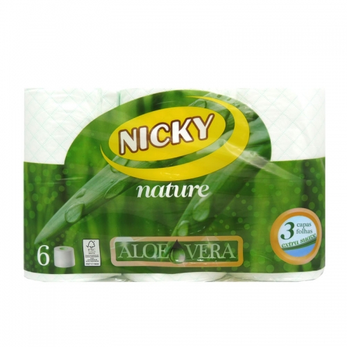 Nicky Papel Higiénico Nature Aloe Vera 6 Rollos