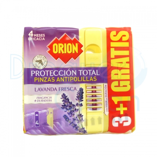 Orion Protección Total Pinzas Antipolilla Lavanda Fresca 3 + 1 Uds