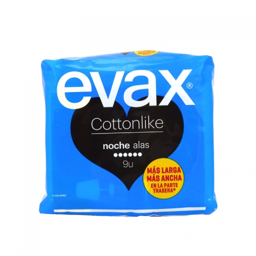 Evax Cotton Like Compresas Noche Alas 9 Servicios