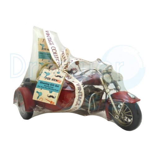 Moto Sidecar Vintage Decorativo Brocha De Afeitar, Jabón y After Shave